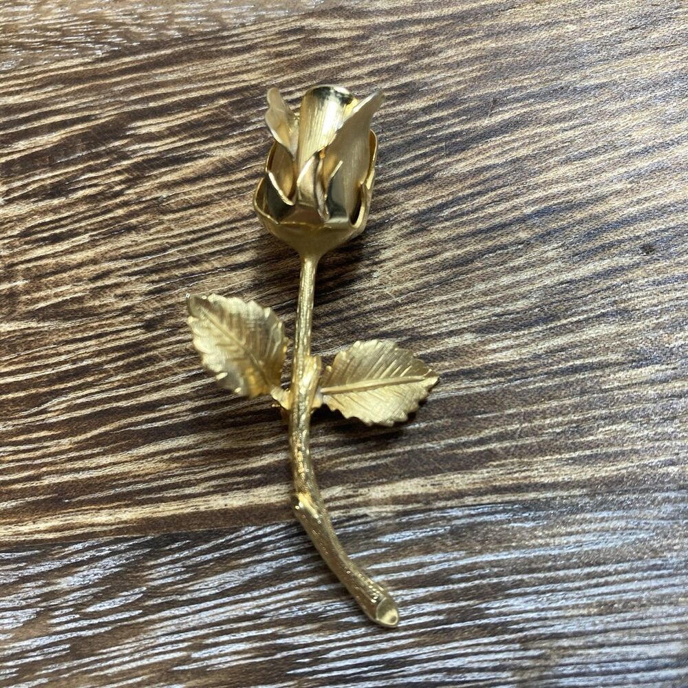 Vintage Giovanni Rose Brooch Pin Gold-Tone